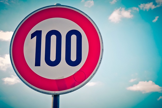 Speed Limit 100 Sign in Germany