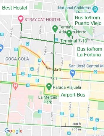 San Jose Bus Station Map with Directions