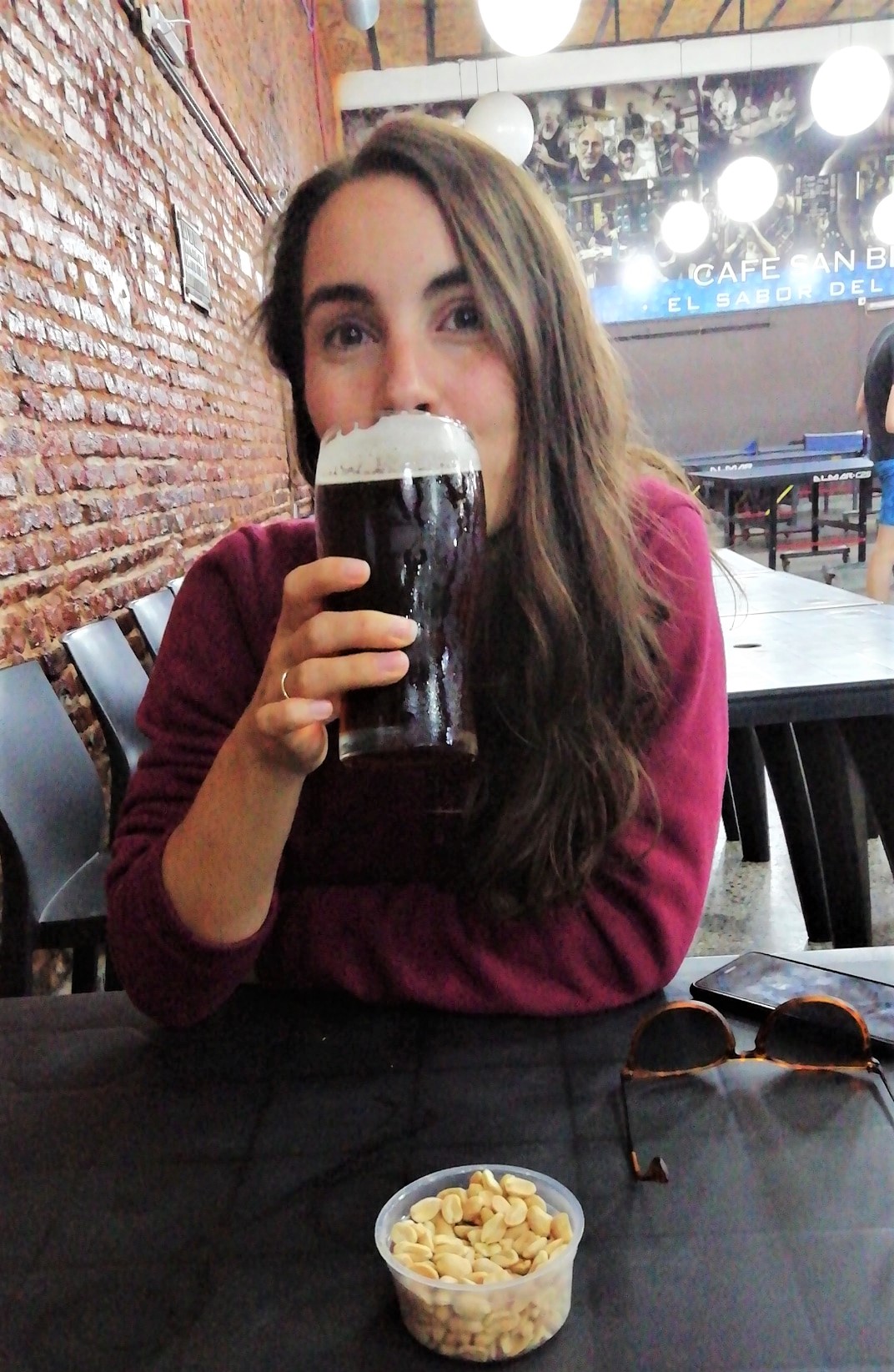 Drinking a Beer at Cafe San Bernardo