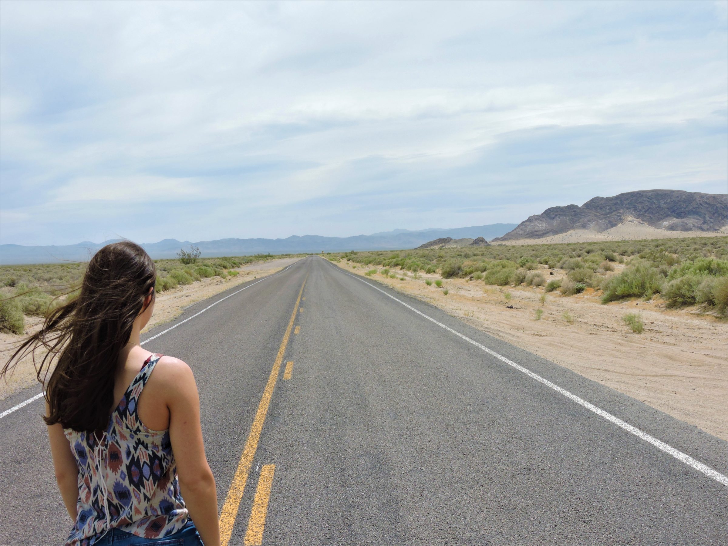 Standing on the Road in Mojave National Preserve