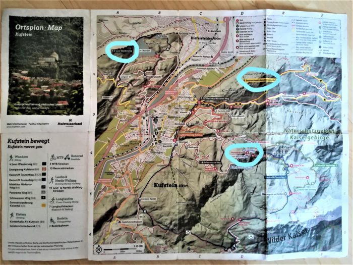 Hiking Map for the Kaisergebirge in Kufstein Tirol Austria
