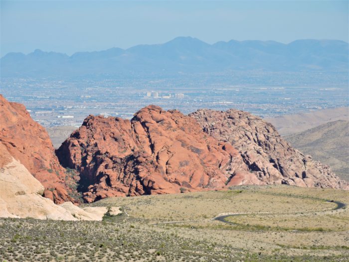 View of Las Vegas behind Red Rock Canyon
