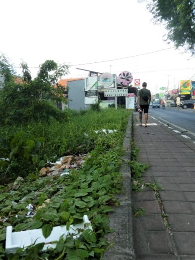 Trashed streets in Bali