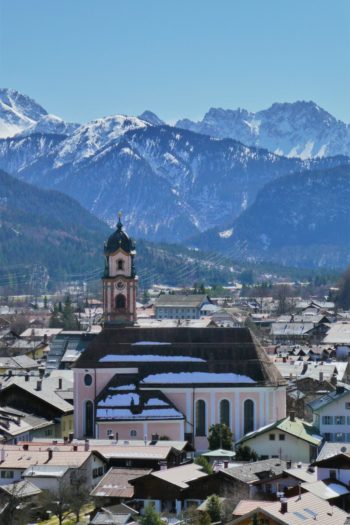 Mittenwald Church with Mountains