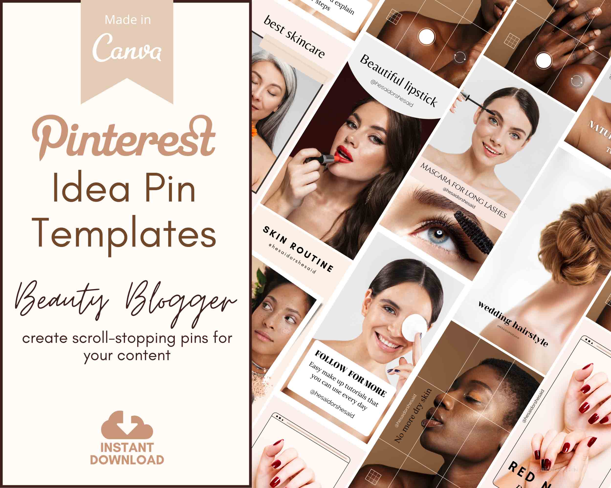Pinterest Idea Pin Templates for Beauty and Make-Up