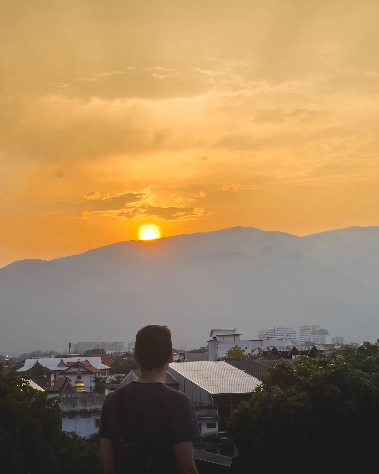 Man watching sunset in Chiang Mai