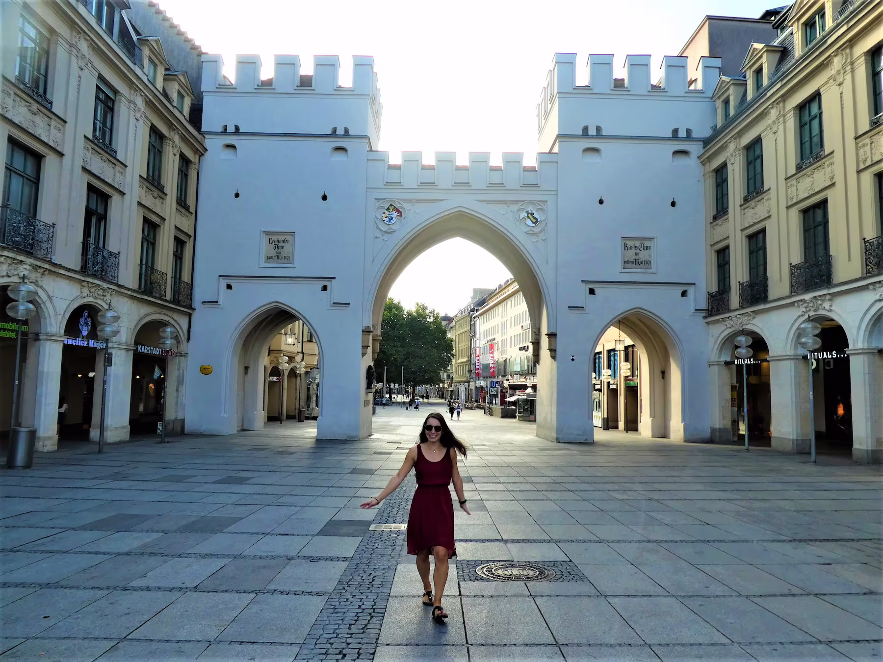 Denise walking through the Munich Old Town