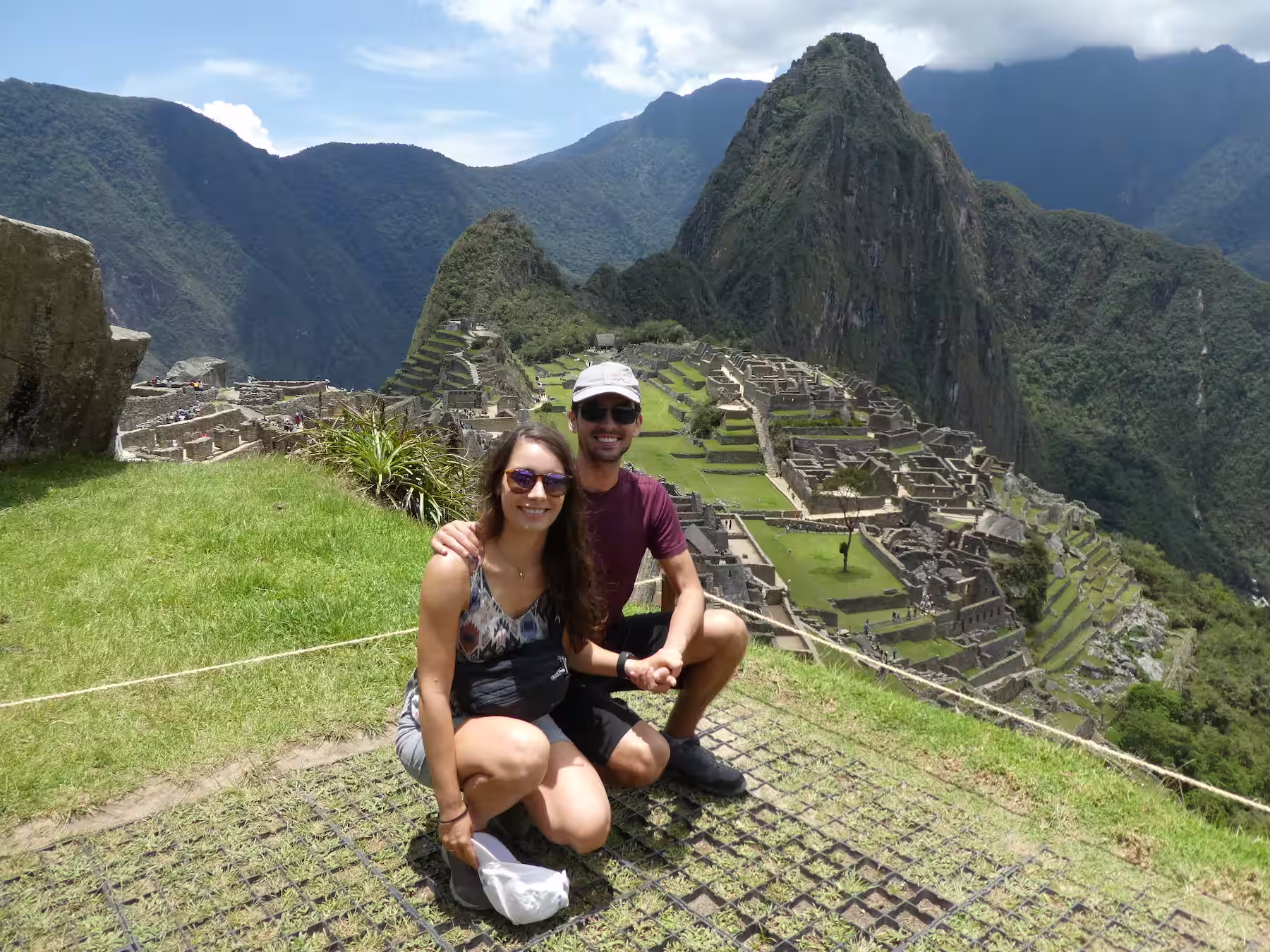 Ryne holding onto Denise at Machu Picchu