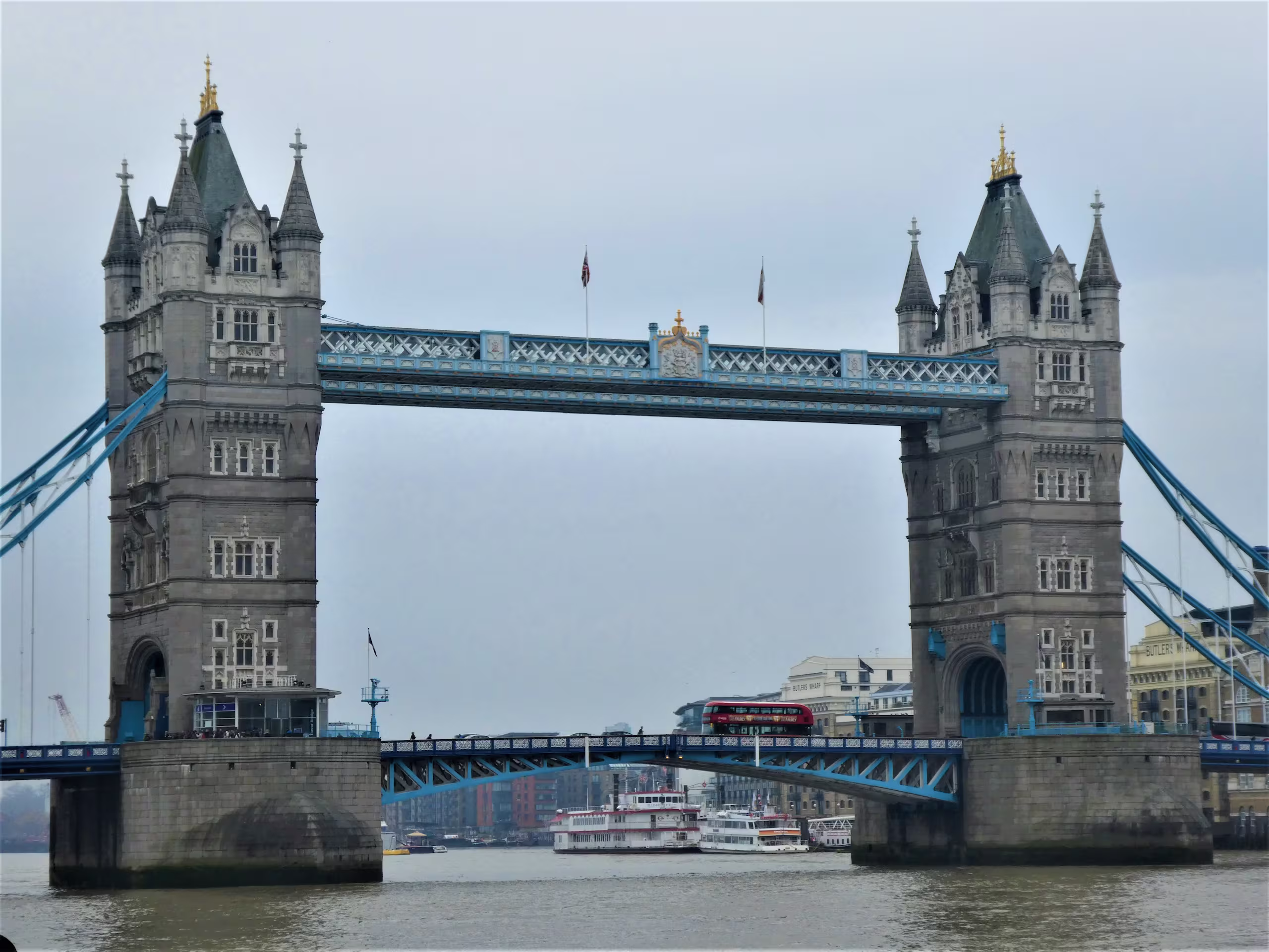 The Tower Bridge crossing the Thames River in London
